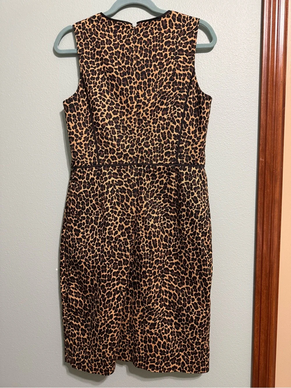 J.Crew Sleeveless Leopard Print Bi-Stretch Cotton Sheath Dress Size 8